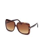 Tom Ford Gradient Brown Solglasögon Mörk Havana Båge Brown, Dam