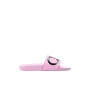 Salvatore Ferragamo Groovy Gummisandaler med Logotyptryck Pink, Dam