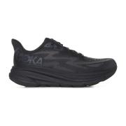 Hoka One One Svarta Tyg Sneakers Mandel Tå Black, Dam