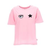 Chiara Ferragni Collection Öga Stjärna Broderi T-Shirt Pink, Dam