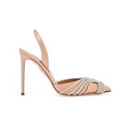 Aquazzura Kristallutsmyckade Sling Pumps Beige, Dam