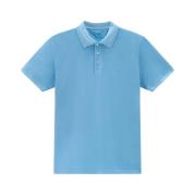 Woolrich Stretch Cotton Polo Blue Blue, Herr