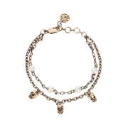 Alexander McQueen Antik Guld Pärla Skull Armband Yellow, Dam