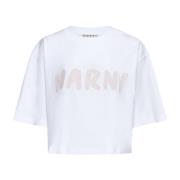 Marni Vit Bomull Boxy-fit T-shirt White, Dam