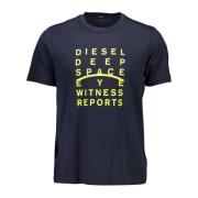 Diesel Blå Logo Crew Neck T-Shirt Blue, Herr