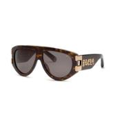 Philipp Plein Klassiska solglasögon i Shiny Dark Havana Brown, Dam