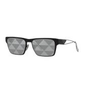 Prada Svart/Grå Silver Trianglar Solglasögon Black, Herr