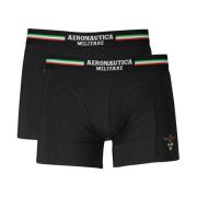 Aeronautica Militare Svarta bomullsboxershorts med logotyp Black, Herr