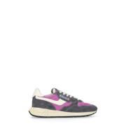 Autry Lila Lädersneakers med Mockainsatser Multicolor, Dam