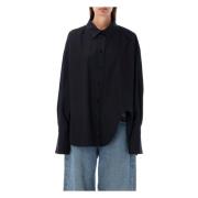 The Attico Svart Diana Skjorta Bomull Oversized Passform Black, Dam