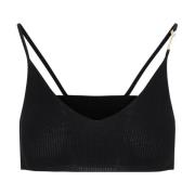 Jacquemus Svart V-ringad Crop Top Black, Dam