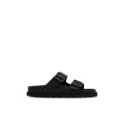 Birkenstock 1774 Arizona Raffia Tofflor Black, Dam