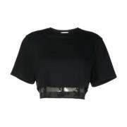 Alexander McQueen Avslappnad Bomull T-shirt Black, Dam