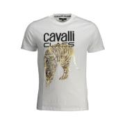 Cavalli Class Tryck Logo Rund Hals T-shirt White, Herr