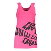 Cavalli Class Rosa Bomull Tank Top med Tryck Pink, Dam
