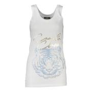 Cavalli Class Vit Bomull Tank Top med Tryck White, Dam