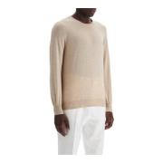 Brunello Cucinelli Lyxig Ull-Kashmir Crewneck Sweater Beige, Dam