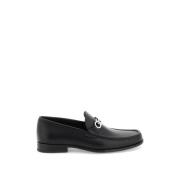 Salvatore Ferragamo Silver Gancini Läder Moccasins Black, Herr