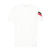 Moncler Vit Bomull T-shirt med Stripe Detaljer White, Herr
