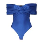 Andamane Röd Hav Kläder Bodysuit Bardot Stil Blue, Dam