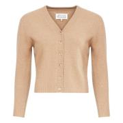 Maison Margiela Brun Ull V-ringad Cardigan Tröja Brown, Dam