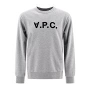 A.p.c. Grå Grand Sweatshirt med Logotyptryck Gray, Dam