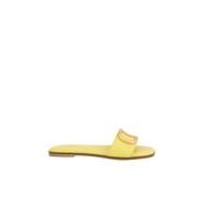 Twinset Gul Läder Oval Sandal Yellow, Dam