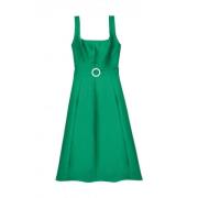 Tara Jarmon Midi satin duchesse klänning fyrkantig halsringning Green,...