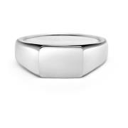 Nialaya Mens Rectangle Sterling Silver Signet Ring Gray, Herr