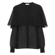 Chloé Svart silkeskjorta med rynkade ärmar Black, Dam