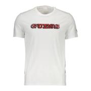 Guess Vit Bomull T-Shirt med Tryck White, Dam