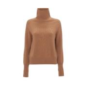 Victoria Beckham Stilren Polo Neck Sweater Brown, Dam