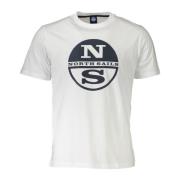 North Sails Vit Bomull T-Shirt med Tryck och Logotyp White, Herr
