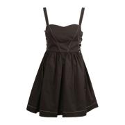 Pinko Svart Bomull Poplin Klänning Sweetheart Hals Black, Dam