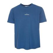 Stone Island Kortärmad T-shirt med Logo Prints Blue, Herr