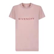 Givenchy Rosa Bomull T-shirt med Logotyper Pink, Dam