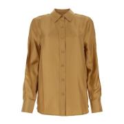 Calvin Klein Silk Split Sleeve Shirt Beige, Dam