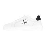 Calvin Klein Jeans Klassiska Cupsole Läder Sneakers Vit Svart White, H...