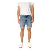 Nudie Jeans Denim Shorts Regular Fit Five-Pocket Style Blue, Herr
