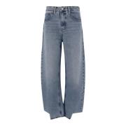 Frame Hög midja Straight Leg Denim Jeans Blue, Dam