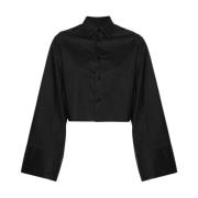 MM6 Maison Margiela Svart Poplin Klassisk Krage Skjorta Black, Dam