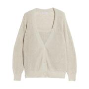 Max Mara Beige Bomull Linne Twinset Sweaters Beige, Dam