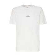 C.p. Company Vit Bomull T-shirt med Centralt Logotyp White, Herr