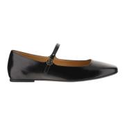 Tod's Läder Ballettflats Mandel Tå Rem Black, Dam