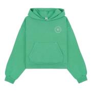 Sporty & Rich Cropped Hoodie med Fickor Green, Dam