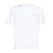 Brunello Cucinelli Vit Bomull Crew Neck Logo T-shirt White, Herr