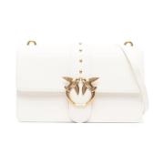 Pinko Klassiskt Läder Crossbody-väska i Vit White, Dam