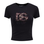 Dolce & Gabbana Animalier Monogram Bomull T-Shirt Black, Dam