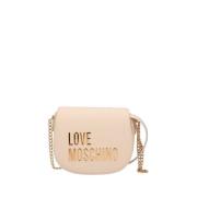 Moschino Ivory Axelväska med Guld Detaljer Beige, Dam