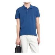 Tom Ford Indigo Piqué Tennis Polo Shirt Blue, Herr